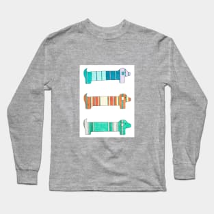 3 Dachshund Color Study Long Sleeve T-Shirt